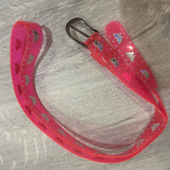 Dolls Kill Accessories - Dolls Kill Pink and Silver Butterfly Belt